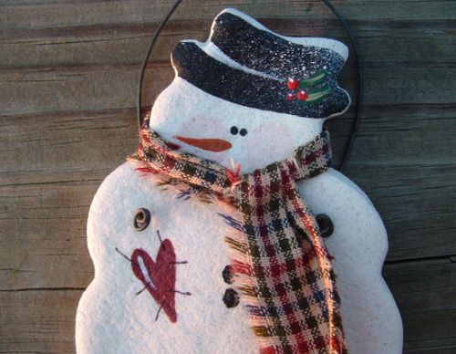 Новогодние поделки из соленого теста: снеговик, фото.